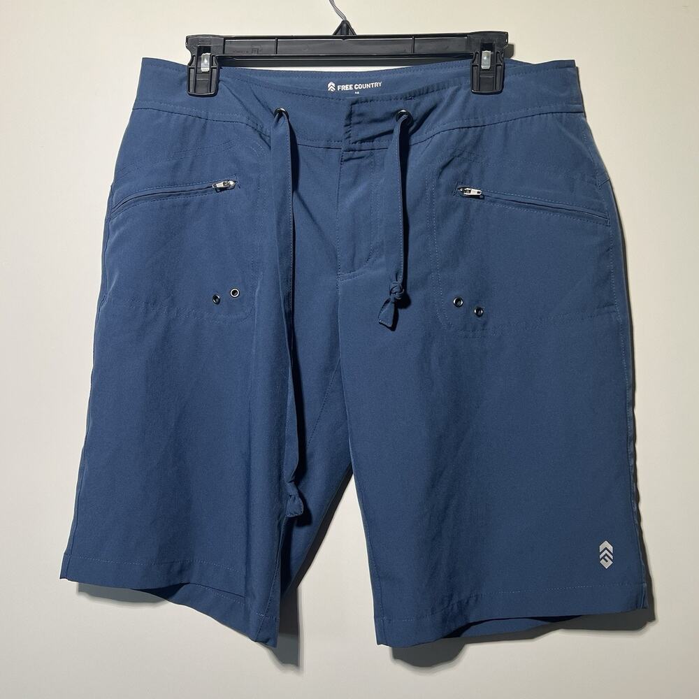 Free Country Blue Hybrid Board Shorts Mens Medium M Zip Pockets Drawstring